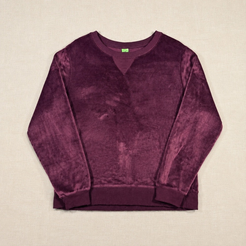 Honeydew Intimates Velvet Velour Sweatshirt Wmns L Plum Purple LS Crewneck